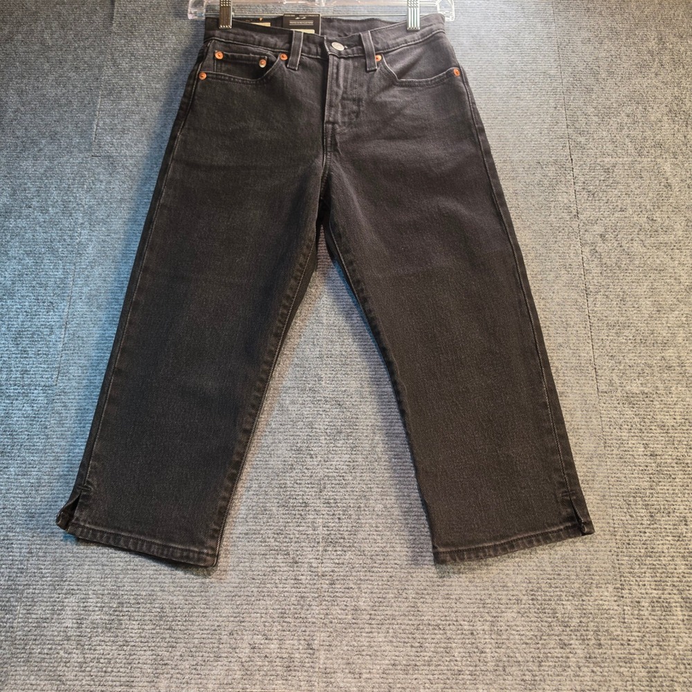 Levi's Wedgie Capri Women 24 Black NEW High Rise Stretch Denim Jeans